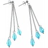 18K White Gold Plated Sterling Silver Blue Crystal Earrings